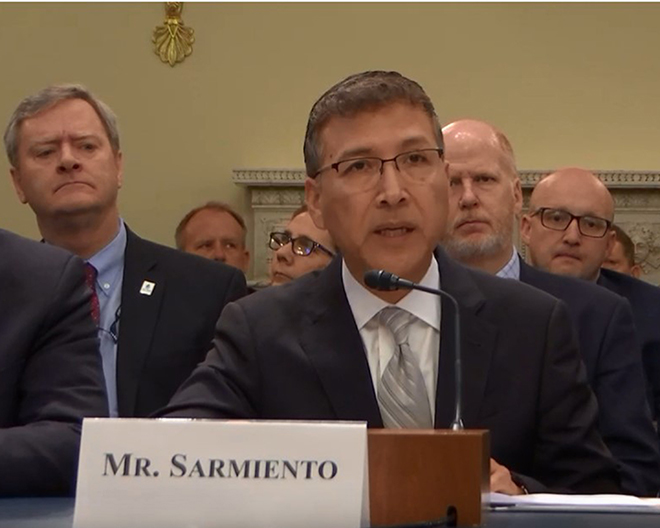 President Sarmiento testifying before House Subcommittee