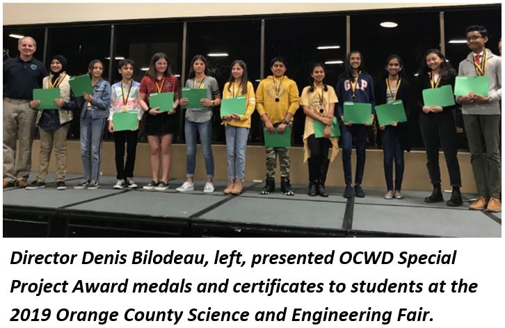 Dir. Bilodeau and OCWD Special Project Award Winners